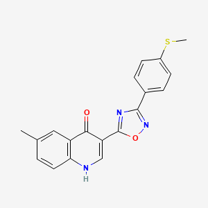 molecular formula C19H15N3O2S B2829154 6-methyl-3-(3-(4-(methylthio)phenyl)-1,2,4-oxadiazol-5-yl)quinolin-4(1H)-one CAS No. 1170503-80-6