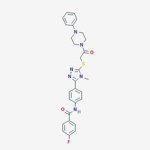 4-fluoro-N-[4-(4-methyl-5-{[2-oxo-2-(4-phenylpiperazin-1-yl)ethyl]sulfanyl}-4H-1,2,4-triazol-3-yl)phenyl]benzamide