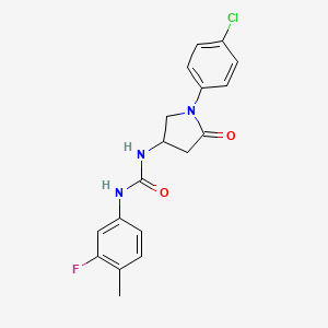 molecular formula C18H17ClFN3O2 B2829164 1-(1-(4-Chlorophenyl)-5-oxopyrrolidin-3-yl)-3-(3-fluoro-4-methylphenyl)urea CAS No. 894030-87-6