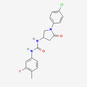 molecular formula C18H17ClFN3O2 B2829164 1-(1-(4-氯苯基)-5-氧代吡咯烷-3-基)-3-(3-氟-4-甲基苯基)脲 CAS No. 894030-87-6