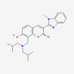 molecular formula C26H31N3O3 B2829173 8-((diisobutylamino)methyl)-7-hydroxy-3-(1-methyl-1H-benzo[d]imidazol-2-yl)-2H-chromen-2-one CAS No. 384362-95-2