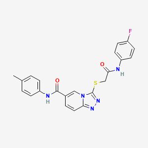 molecular formula C22H18FN5O2S B2829176 3-({[(4-fluorophenyl)carbamoyl]methyl}sulfanyl)-N-(4-methylphenyl)-[1,2,4]triazolo[4,3-a]pyridine-6-carboxamide CAS No. 1110996-21-8