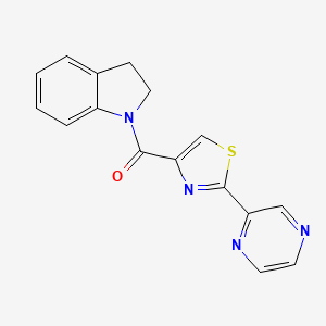 molecular formula C16H12N4OS B2829188 Indolin-1-yl(2-(pyrazin-2-yl)thiazol-4-yl)methanone CAS No. 1235334-34-5