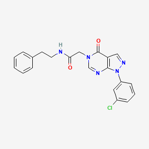 molecular formula C21H18ClN5O2 B2829189 2-(1-(3-氯苯基)-4-氧代-1H-吡嗪[3,4-d]嘧啶-5(4H)-基)-N-苯乙醯基乙酰胺 CAS No. 895017-49-9