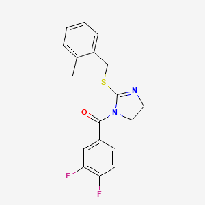 molecular formula C18H16F2N2OS B2829192 (3,4-二氟苯基)-[2-[(2-甲基苯基)甲硫基]-4,5-二氢咪唑-1-基]甲酮 CAS No. 851801-22-4