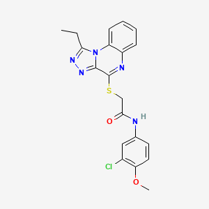 molecular formula C20H18ClN5O2S B2829196 N-(3-氯-4-甲氧基苯基)-2-({1-乙基-[1,2,4]三唑噻吩[4,3-A]咖啡嗪-4-YL}硫代)乙酰胺 CAS No. 1189680-11-2