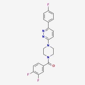 molecular formula C21H17F3N4O B2829202 (3,4-Difluorophenyl)(4-(6-(4-fluorophenyl)pyridazin-3-yl)piperazin-1-yl)methanone CAS No. 1021070-11-0