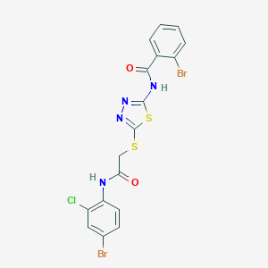 molecular formula C17H11Br2ClN4O2S2 B282921 2-bromo-N-[5-({2-[(4-bromo-2-chlorophenyl)amino]-2-oxoethyl}sulfanyl)-1,3,4-thiadiazol-2-yl]benzamide 