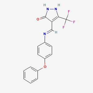 molecular formula C17H12F3N3O2 B2829211 4-[(4-phenoxyanilino)methylene]-5-(trifluoromethyl)-2,4-dihydro-3H-pyrazol-3-one CAS No. 477850-97-8