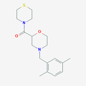 molecular formula C18H26N2O2S B2829219 [4-[(2,5-Dimethylphenyl)methyl]morpholin-2-yl]-thiomorpholin-4-ylmethanone CAS No. 2415518-79-3