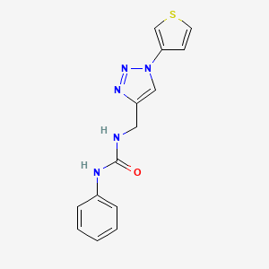 molecular formula C14H13N5OS B2829220 1-phenyl-3-((1-(thiophen-3-yl)-1H-1,2,3-triazol-4-yl)methyl)urea CAS No. 2310128-13-1