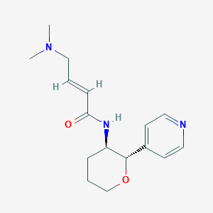 molecular formula C16H23N3O2 B2829221 (E)-4-(Dimethylamino)-N-[(2S,3R)-2-pyridin-4-yloxan-3-yl]but-2-enamide CAS No. 2411179-82-1