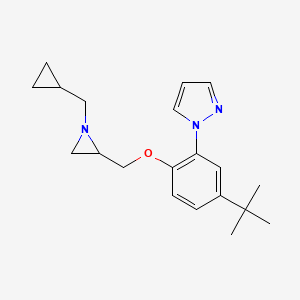 molecular formula C20H27N3O B2829223 1-[5-Tert-butyl-2-[[1-(cyclopropylmethyl)aziridin-2-yl]methoxy]phenyl]pyrazole CAS No. 2418659-59-1