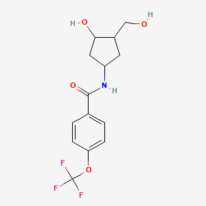 molecular formula C14H16F3NO4 B2829224 N-(3-羟基-4-(羟甲基)环戊基)-4-(三氟甲氧基)苯甲酰胺 CAS No. 1421474-38-5