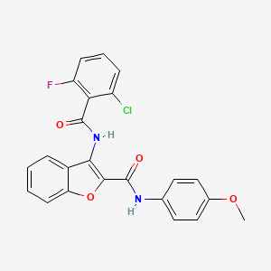 molecular formula C23H16ClFN2O4 B2829228 3-(2-氯-6-氟苯甲酰氨基)-N-(4-甲氧基苯基)苯并呋喃-2-甲酰胺 CAS No. 887872-61-9