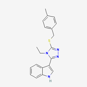 molecular formula C20H20N4S B2829235 3-(4-ethyl-5-((4-methylbenzyl)thio)-4H-1,2,4-triazol-3-yl)-1H-indole CAS No. 896352-44-6