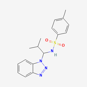 molecular formula C17H20N4O2S B2829237 N-[1-(1H-1,2,3-Benzotriazol-1-yl)-2-methylpropyl]-4-methylbenzene-1-sulfonamide CAS No. 124984-83-4
