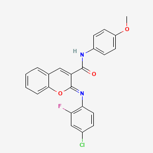 molecular formula C23H16ClFN2O3 B2829238 (2Z)-2-[(4-chloro-2-fluorophenyl)imino]-N-(4-methoxyphenyl)-2H-chromene-3-carboxamide CAS No. 1327187-57-4