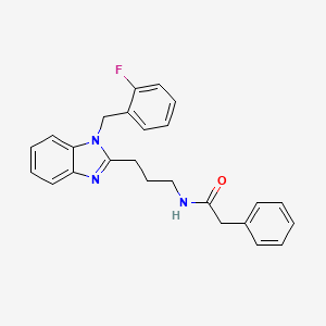 molecular formula C25H24FN3O B2829244 N-(3-{1-[(2-fluorophenyl)methyl]benzimidazol-2-yl}propyl)-2-phenylacetamide CAS No. 850923-97-6