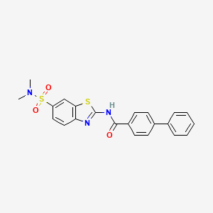 molecular formula C22H19N3O3S2 B2829247 N-[6-(dimethylsulfamoyl)-1,3-benzothiazol-2-yl]-4-phenylbenzamide CAS No. 923172-42-3