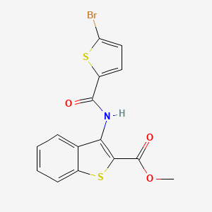 molecular formula C15H10BrNO3S2 B2829258 甲酸 3-(5-溴噻吩-2-甲酰胺基)苯并[b]噻吩-2-甲酸酯 CAS No. 477534-72-8