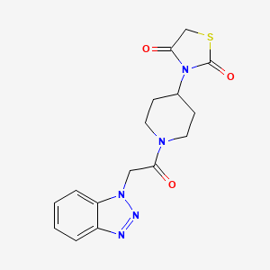 molecular formula C16H17N5O3S B2829259 3-(1-(2-(1H-benzo[d][1,2,3]triazol-1-yl)acetyl)piperidin-4-yl)thiazolidine-2,4-dione CAS No. 2034386-97-3