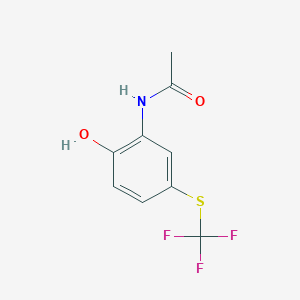 molecular formula C9H8F3NO2S B2829264 N-{2-羟基-5-[(三氟甲基)硫基]苯基}乙酰胺 CAS No. 2279123-59-8
