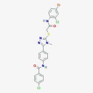 N-{4-[5-({2-[(4-bromo-2-chlorophenyl)amino]-2-oxoethyl}sulfanyl)-4-methyl-4H-1,2,4-triazol-3-yl]phenyl}-4-chlorobenzamide