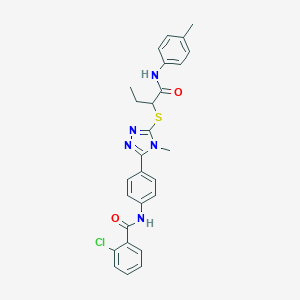 2-chloro-N-{4-[4-methyl-5-({1-[(4-methylphenyl)amino]-1-oxobutan-2-yl}sulfanyl)-4H-1,2,4-triazol-3-yl]phenyl}benzamide