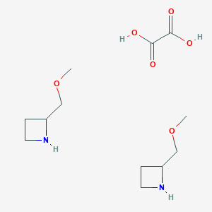 molecular formula C12H24N2O6 B2829283 2-(Methoxymethyl)azetidine hemioxalate CAS No. 1523530-72-4; 1864072-41-2