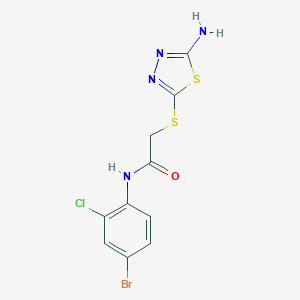 molecular formula C10H8BrClN4OS2 B282929 2-[(5-amino-1,3,4-thiadiazol-2-yl)sulfanyl]-N-(4-bromo-2-chlorophenyl)acetamide 
