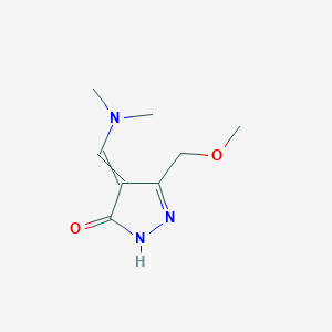 molecular formula C8H13N3O2 B2829300 4-[(dimethylamino)methylene]-5-(methoxymethyl)-2,4-dihydro-3H-pyrazol-3-one CAS No. 240799-57-9