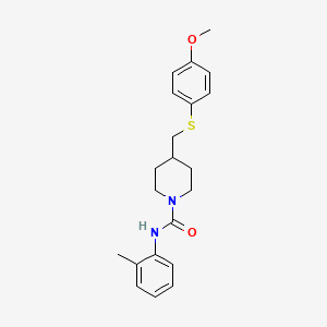 molecular formula C21H26N2O2S B2829301 4-(((4-甲氧基苯基)硫基)甲基)-N-(邻甲苯基)哌啶-1-羧酰胺 CAS No. 1421453-86-2