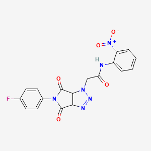 molecular formula C18H13FN6O5 B2829303 2-(5-(4-fluorophenyl)-4,6-dioxo-4,5,6,6a-tetrahydropyrrolo[3,4-d][1,2,3]triazol-1(3aH)-yl)-N-(2-nitrophenyl)acetamide CAS No. 1052605-41-0