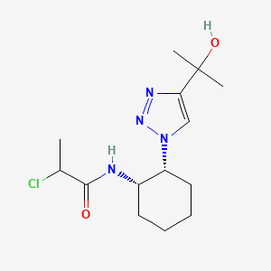 molecular formula C14H23ClN4O2 B2829314 2-Chloro-N-[(1S,2R)-2-[4-(2-hydroxypropan-2-yl)triazol-1-yl]cyclohexyl]propanamide CAS No. 2411183-44-1