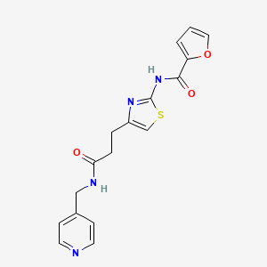 molecular formula C17H16N4O3S B2829316 N-(4-(3-oxo-3-((pyridin-4-ylmethyl)amino)propyl)thiazol-2-yl)furan-2-carboxamide CAS No. 1021227-05-3
