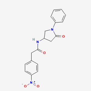molecular formula C18H17N3O4 B2829321 2-(4-nitrophenyl)-N-(5-oxo-1-phenylpyrrolidin-3-yl)acetamide CAS No. 896362-82-6