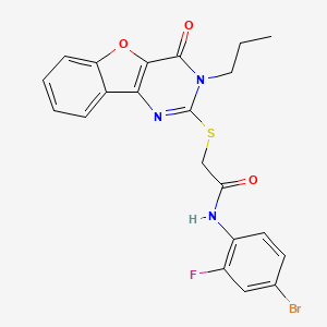 molecular formula C21H17BrFN3O3S B2829324 N-(4-bromo-2-fluorophenyl)-2-((4-oxo-3-propyl-3,4-dihydrobenzofuro[3,2-d]pyrimidin-2-yl)thio)acetamide CAS No. 899756-15-1