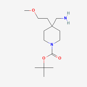 molecular formula C14H28N2O3 B2829325 叔丁基 4-(氨基甲基)-4-(2-甲氧基乙基)哌嗪-1-羧酸酯 CAS No. 1146664-46-1