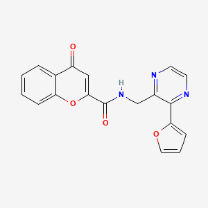 molecular formula C19H13N3O4 B2829329 N-((3-(furan-2-yl)pyrazin-2-yl)methyl)-4-oxo-4H-chromene-2-carboxamide CAS No. 2034463-59-5