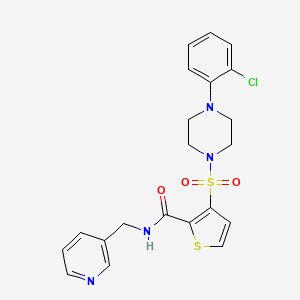 molecular formula C21H21ClN4O3S2 B2829332 3-((4-(2-chlorophenyl)piperazin-1-yl)sulfonyl)-N-(pyridin-3-ylmethyl)thiophene-2-carboxamide CAS No. 1207038-59-2