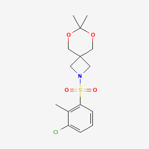 molecular formula C15H20ClNO4S B2829339 2-((3-Chloro-2-methylphenyl)sulfonyl)-7,7-dimethyl-6,8-dioxa-2-azaspiro[3.5]nonane CAS No. 1396845-10-5