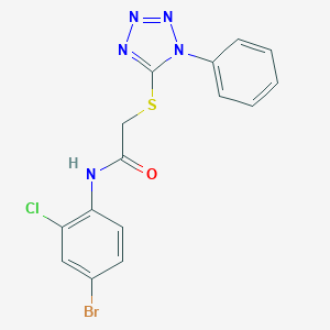 molecular formula C15H11BrClN5OS B282934 N-(4-bromo-2-chlorophenyl)-2-[(1-phenyl-1H-tetrazol-5-yl)sulfanyl]acetamide 