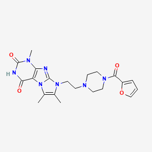 molecular formula C21H25N7O4 B2829344 8-(2-(4-(furan-2-carbonyl)piperazin-1-yl)ethyl)-1,6,7-trimethyl-1H-imidazo[2,1-f]purine-2,4(3H,8H)-dione CAS No. 919019-76-4