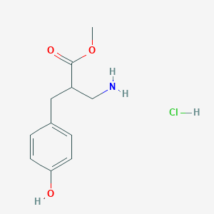 molecular formula C11H16ClNO3 B2829358 Methyl 3-amino-2-[(4-hydroxyphenyl)methyl]propanoate hydrochloride CAS No. 1258640-66-2