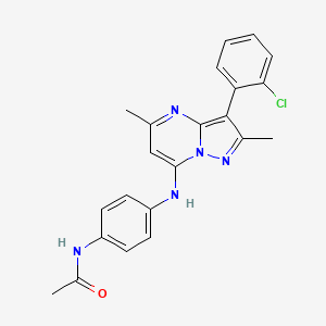 molecular formula C22H20ClN5O B2829359 N-(4-((3-(2-chlorophenyl)-2,5-dimethylpyrazolo[1,5-a]pyrimidin-7-yl)amino)phenyl)acetamide CAS No. 890632-98-1
