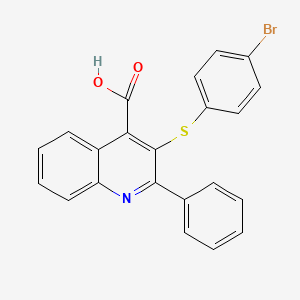molecular formula C22H14BrNO2S B2829360 3-[(4-溴苯基)硫代]-2-苯基-4-喹啉羧酸 CAS No. 477886-46-7
