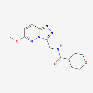 molecular formula C13H17N5O3 B2829367 N-((6-methoxy-[1,2,4]triazolo[4,3-b]pyridazin-3-yl)methyl)tetrahydro-2H-pyran-4-carboxamide CAS No. 2034354-46-4