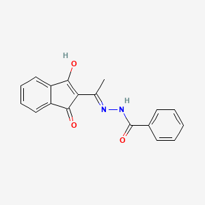 molecular formula C18H14N2O3 B2829372 N'-[1-(1,3-dioxo-2,3-dihydro-1H-inden-2-ylidene)ethyl]benzohydrazide CAS No. 1020251-95-9
