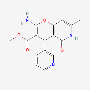 molecular formula C16H15N3O4 B2829377 methyl 2-amino-7-methyl-5-oxo-4-(pyridin-3-yl)-5,6-dihydro-4H-pyrano[3,2-c]pyridine-3-carboxylate CAS No. 712296-02-1
